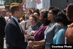 Mary Jackson (Janelle Monae, left), Katherine Johnson (Taraji P. Henson) and Dorothy Vaughan (Octavia Spencer) celebrate their stunning achievements in one of the greatest operations in history. (Photo: Hopper Stone, courtesy 20th Century FOX)