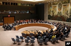 FILE - The United Nations Security Council meets at U.N. headquarters.