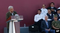 El presidente mexicano, Andrés Manuel López Obrador, habla durante un mitin en Tijuana, México, el sábado 8 de junio de 2019.