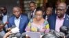 Vital Kamerhe de l’UNC, Eve Bazaiba du MLC et Felix Tshiseki de l’UDPS à Kinshasa, le 15 mars 2018. (VOA/Top Congo FM)