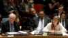 지난해 12월 북한 인권 문제를 논의하기 위해 열린 유엔 안보리 회의에서 사만사 파워 유엔 주재 미국대사(오른쪽)가 발언하고 있다. (자료사진)