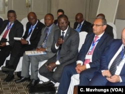 Patrick Kormawa, the coordinator for the FAO in Southern Africa, addresses a regional meeting in Harare, Zimbabwe, Sept. 5, 2018.