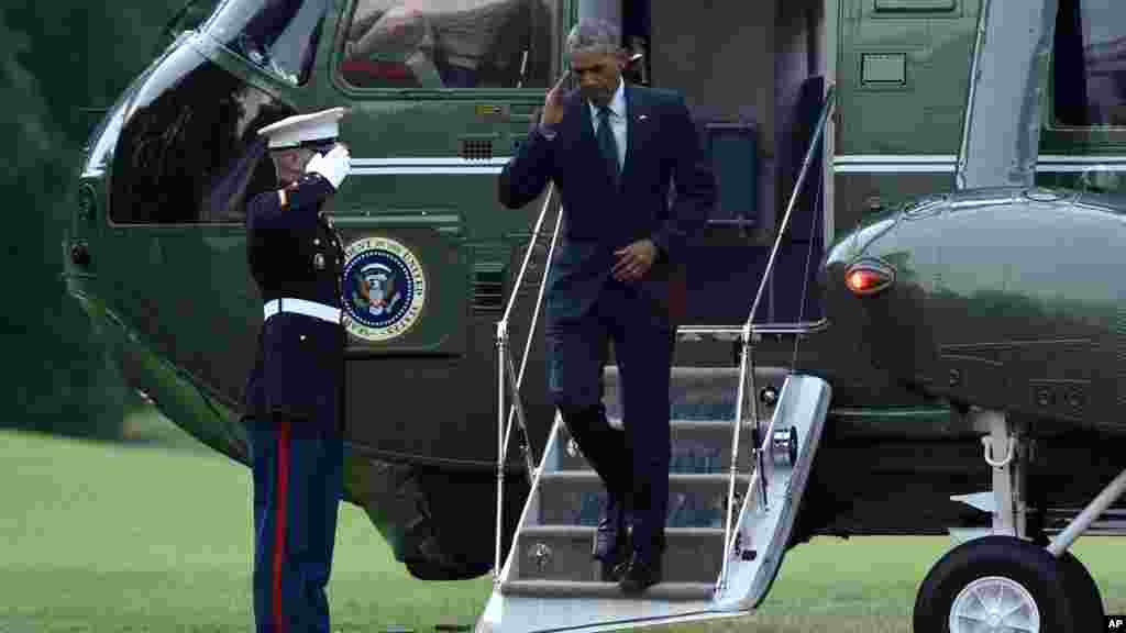 Le président Barack Obama &nbsp;sur la pelouse de la Maison Blanche à Washington, le jeudi 16 juin, 2016.