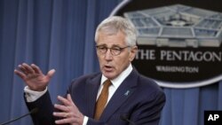 Američki ministar obrane Chuck Hagel komentira izvještaj Ministarstva obrane o napretku u vezi prijava slučajeva seksualnog zlostavljanja u američkoj vojsci, 4. 12. 2014., u Pentagonu. 