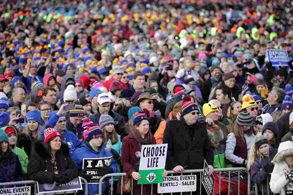 Thousands of people rally on the National Mall before the start of the 44th annual March for Life, Jan. 27, 2017 in Washington, D.C. 