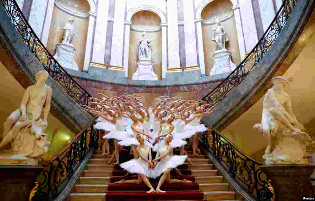 Shanghai ballet perform &#39;Swan Lake&#39; inside Bode Museum to promote the ballet show&#39;s premiere in Berlin, Germany.
