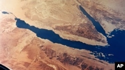 An undated photo released by NASA, taken from 175 miles up by Gemini II, shows the Sinai Peninsula (C), Egypt. 