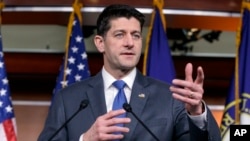 FILE - House Speaker Paul Ryan, R-Wis., speaks during a news conference on Capitol Hill in Washington, March 22, 2018. On May 8, 2018, Ryan said he backed the "strong statement" President Donald Trump made by pulling out of the Iran nuclear deal.