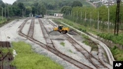 FILE - Construction along railway lines linking tracks in Rason in far northeastern North Korea with Russian rail lines, Aug 20, 2012.
