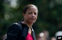 FILE - Susan Rice, U.S. National Security Adviser in the administration of Barack Obama, met with the Senate Intelligence Committee July 21, 2017, as it investigates Russia's interference in the 2016 election.