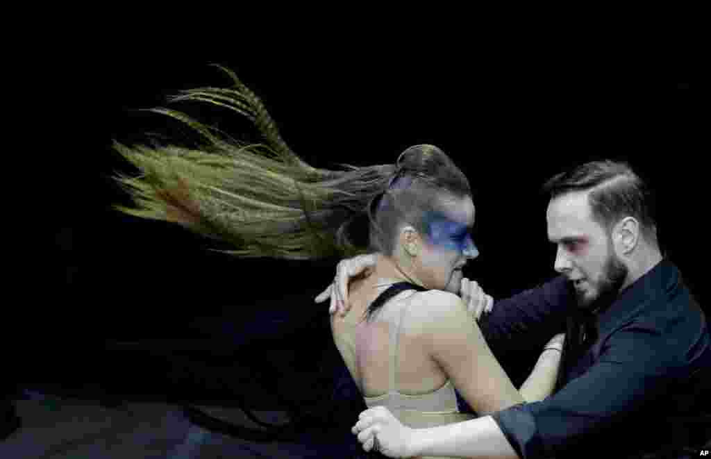 Stanislav Fursov and Ekaterina Simonova, from Russia, compete at the World Tango Championship final in Buenos Aires, Argentina, Aug. 23, 2017.
