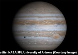Jupiter, a giant gas planet, is known for its stripes and large red spot. Credits: NASA/JPL/University of Arizona