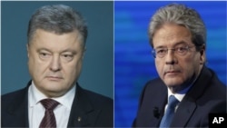 From left, Ukraine’s President Petro Poroshenko and Italian Prime Minister Paolo Gentiloni.