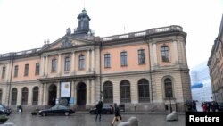 A general view of the old Stock Exchange Building, home of the Swedish Academy, in Stockholm, Sweden, May 3, 2018.