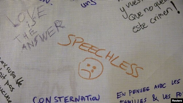 Mensajes dejados frente a la sede de Médicos Sin Fronteras en Ginebra. Octubre 7 de 2015.