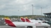 Los aviones de la aerolínea insignia de España, Iberia, están estacionados en el aeropuerto de Madrid-Barajas Adolfo Suárez, el 7 de abril de 2020.