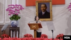 台灣總統蔡英文2019年1月1日發表新年講話（美國之音許寧攝影）