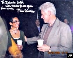 President Clinton praised Zainab Salbi's "fine work" helping women in the war-torn Balkans