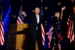 Presiden terpilih Joe Biden bersama istrinya, Dr. Jill Biden di Wilmington, Delaware (dok: Reuters)