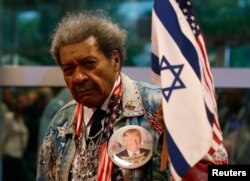 Promoter Don King arrives prior to the first presidential debate between Republican nominee Donald Trump and Democratic nominee Hillary Clinton at Hofstra University in Hempstead, N.Y., Sept. 26, 2016.