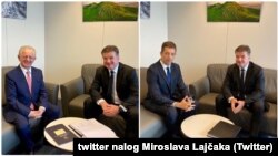 Miroslav Lajčak, predstavnik Evropske unije za dijalog Beograda i Prištine, sa predstavnicima dve strane Markom Đurićem i Skenderom Hisenijem (Foto: Twitter nalog Miroslava Lajčaka)