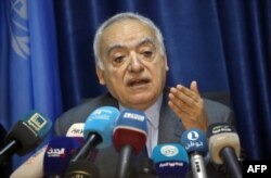 Ghassan Salame, U.N. special envoy for Libya and head of the U.N. Support Mission in Libya (UNSMIL), delivers a speech at the mission headquarters in the capital Tripoli, March 20, 2019.