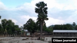 စေတုတ္တရာမြို့နယ်၊ ငလဲရွာ ရေကျပြီးနောက်မြင်ကွင်း။ (သြဂုတ် ၉၊ ၂၀၁၅။ ဓာတ်ပုံ-ကိုသာကူ)