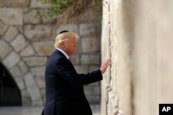 President Donald Trump visits the Western Wall Monday in Jerusalem. (AP Photo/Evan Vucci)