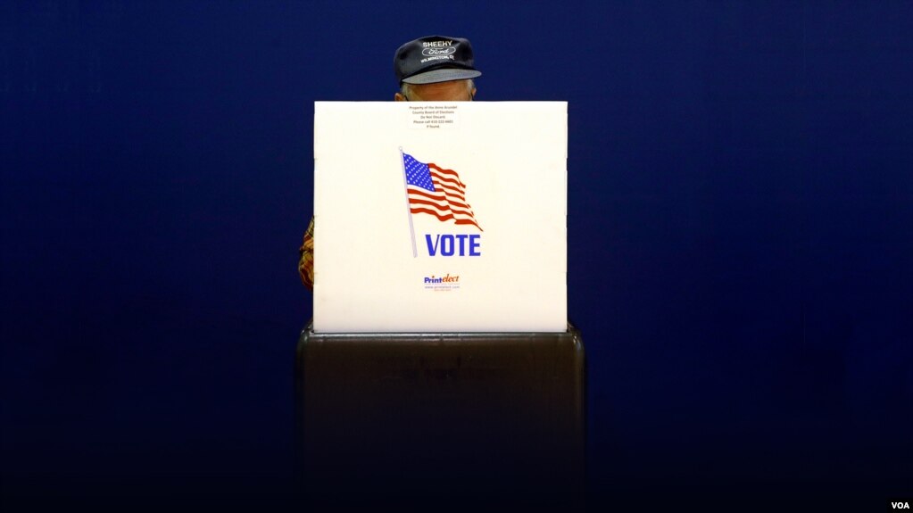 美国中期选举的投票标志(photo:VOA)