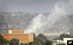 Vue de la zone diplomatique de Kaboul attaquée le 13 septembre 2011