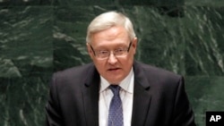 FILE - Sergey Ryabkov, Russia's deputy foreign minister, is pictured at U.N. headquarters in May 2010. Interfax quoted him as saying there was no proof of Russian involvement in the hacking of U.S. political organizations' computers.