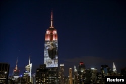 An image of Cecil the lion is projected onto the Empire State Building as part of an endangered species projection to raise awareness, in New York August 1, 2015.
