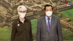 អ្នកស្រី Wendy Sherman អនុ​រដ្ឋមន្រ្តី​ក្រសួង​ការ​បរទេស​អាមេរិក ជួប​ជាមួយ​នឹង​លោក​នាយក​រដ្ឋមន្ត្រី ហ៊ុន សែន ក្នុង​ដំណើរ​ទស្សនកិច្ច​ផ្លូវ​រដ្ឋ​មក​កម្ពុជា ថ្ងៃទី១ ខែមិថុនា ឆ្នាំ២០២១។ (រូបថត​ពី​ស្ថានទូត​សហរដ្ឋ​អាមេរិក​ប្រចាំ​នៅ​កម្ពុជា)