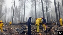 Petugas dan relawan mencari sisa-sisa jenazah korban kebakaran di Paradise, California (foto: ilustrasi). 