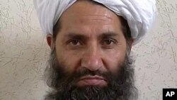 FILE - The leader of Taliban fighters, Mullah Hibatullah Akhundzada poses for a portrait in this undated and unknown location photo.