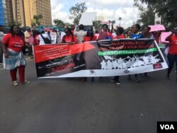 Hundreds of Protestors marched in Nairobi demanding an end to corruption. At least $100 million have been stolen at the country's national youth service. (Photo: Mohammed Yusuf for VOA)