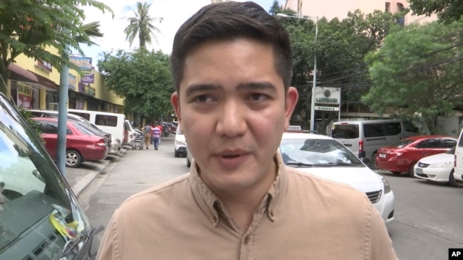 Lorenzo Nakpil, an architect, is interviewed by the Associated Press, Nov. 3, 2017, about President Donald Trump's visit to Asia in Manila, Philippines.