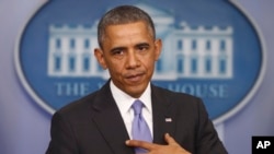 President Barack Obama speaks about his signature health care law, in the Brady Press Briefing Room of the White House in Washington, Nov. 14, 2013.