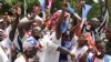 FILE - Supporters of Ghanaian President-elect Nana Akufo-Addo, of the New Patriotic Party (NPP), celebrate his election victory in Accra, Ghana, Dec. 10, 2016. 