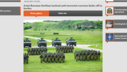 Objava o zajedničkoj vojnoj vežbi srpske i ruske vojske na sajtu ruskog ministarstva (printscreen)