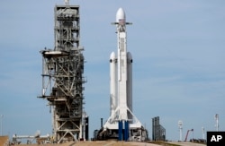SpaceX的獵鷹重型火箭等待發射