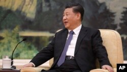 El presidente chino Xi Jinping habla durante una reunión con Tedros Ghebreyesus, director general de la Organización Mundial de la Salud, en el Gran Salón del Pueblo en Beijing el martes, 28 de enero de 2020.