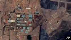 The Yarmouk military complex in Khartoum, Sudan following the alleged attack. A U.S. monitoring group says satellite images of the aftermath of an explosion at a Sudanese weapons factory suggest the site was hit by an airstrike, October 25 2012.