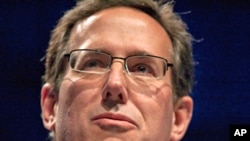 Former US Republican Senator Rick Santorum speaking at the 38th annual Conservative Political Action Conference (CPAC) meeting in Washington, February 10, 2011