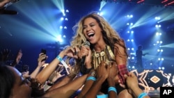Singer Beyonce performs on her "Mrs. Carter Show World Tour 2013", on June 29, 2013, in Las Vegas, Nevada.