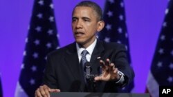 President Barack Obama speaks at The Associated Press luncheon during the ASNE Convention, Tuesday, April 3, 2012, in Washington.