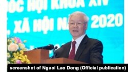 Lãnh đạo cao nhất Việt Nam, ông Nguyễn Phú Trọng, tại hội nghị với chính phủ hôm 30/12/2019.