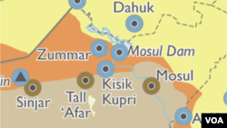 Peta wilayah Mosul, Irak Utara.