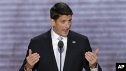 Republican vice presidential nominee, Rep. Paul Ryan addresses the Republican National Convention Aug. 29, 2012