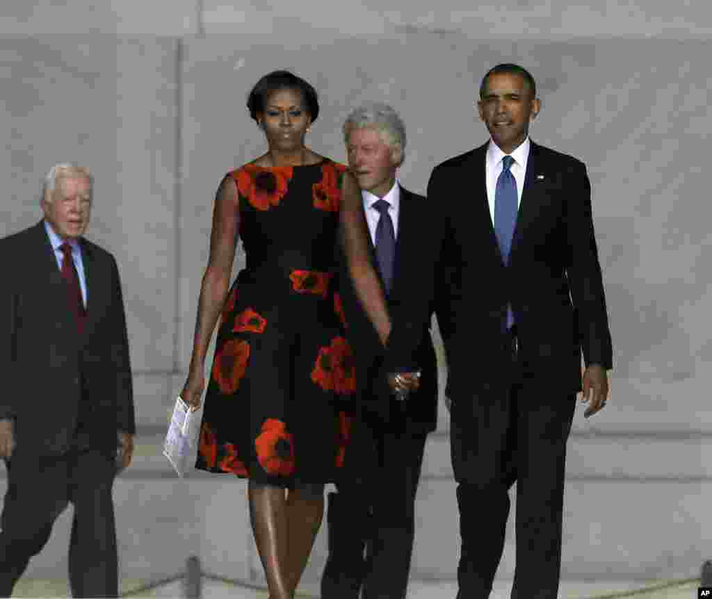 El presidente de EE.UU., Barack Obama, junto a su esposa Michelle Obama, en el 50 aniversario de la marcha convocada por Martin Luther King Jr. el 28 de agosto de 1963.